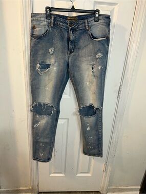 Distressed Grindhouse Light Wash Ripped Jeans